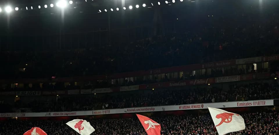 Fans waving flags in crowded stadium during match