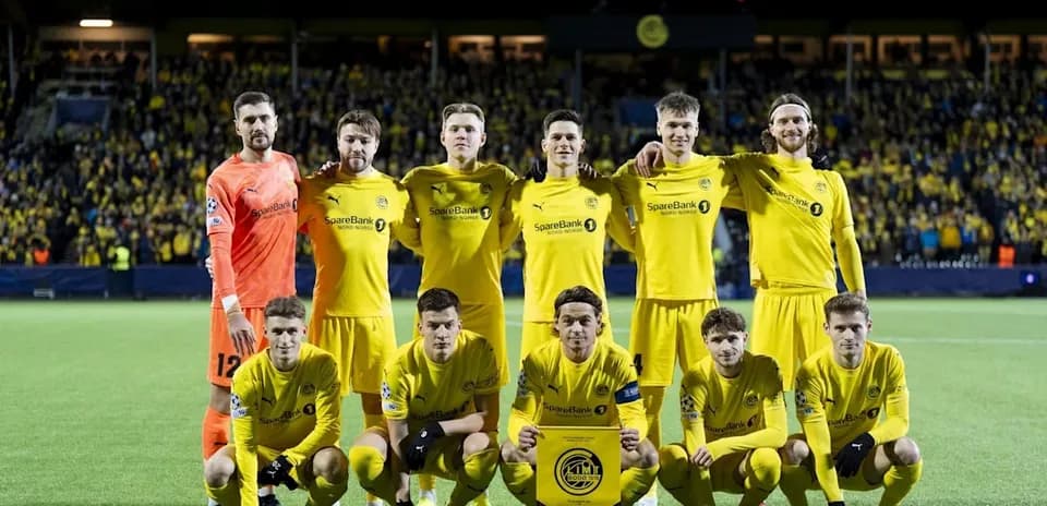 Bodo/Glimt team posing before UEFA Champions League match
