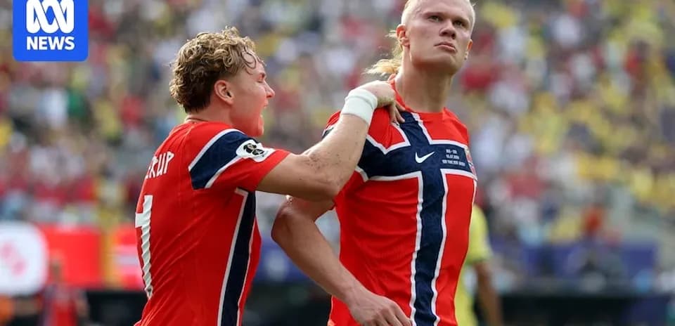 Norwegian players celebrating during a football match