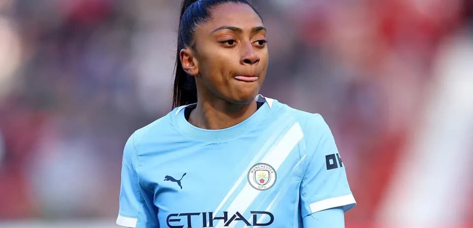 Player wearing Manchester City kit during match