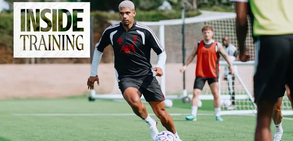 Player dribbling a soccer ball during training session