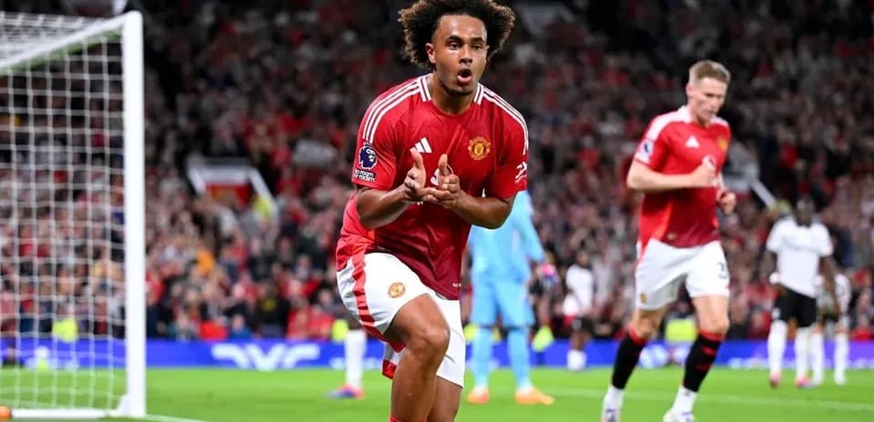 Manchester United player celebrating a goal during match