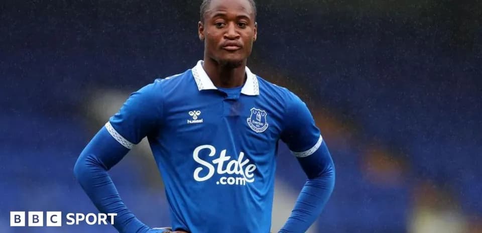 Player in blue Everton jersey on the pitch