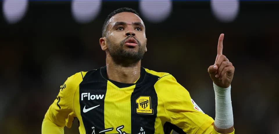 Player celebrating a goal for Ittihad Club
