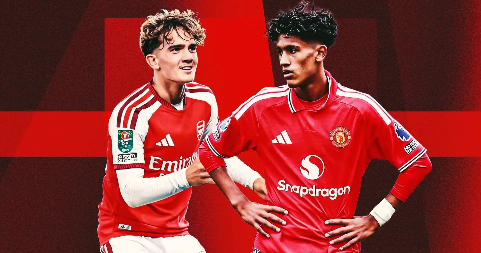 Two young players in club jerseys posing together