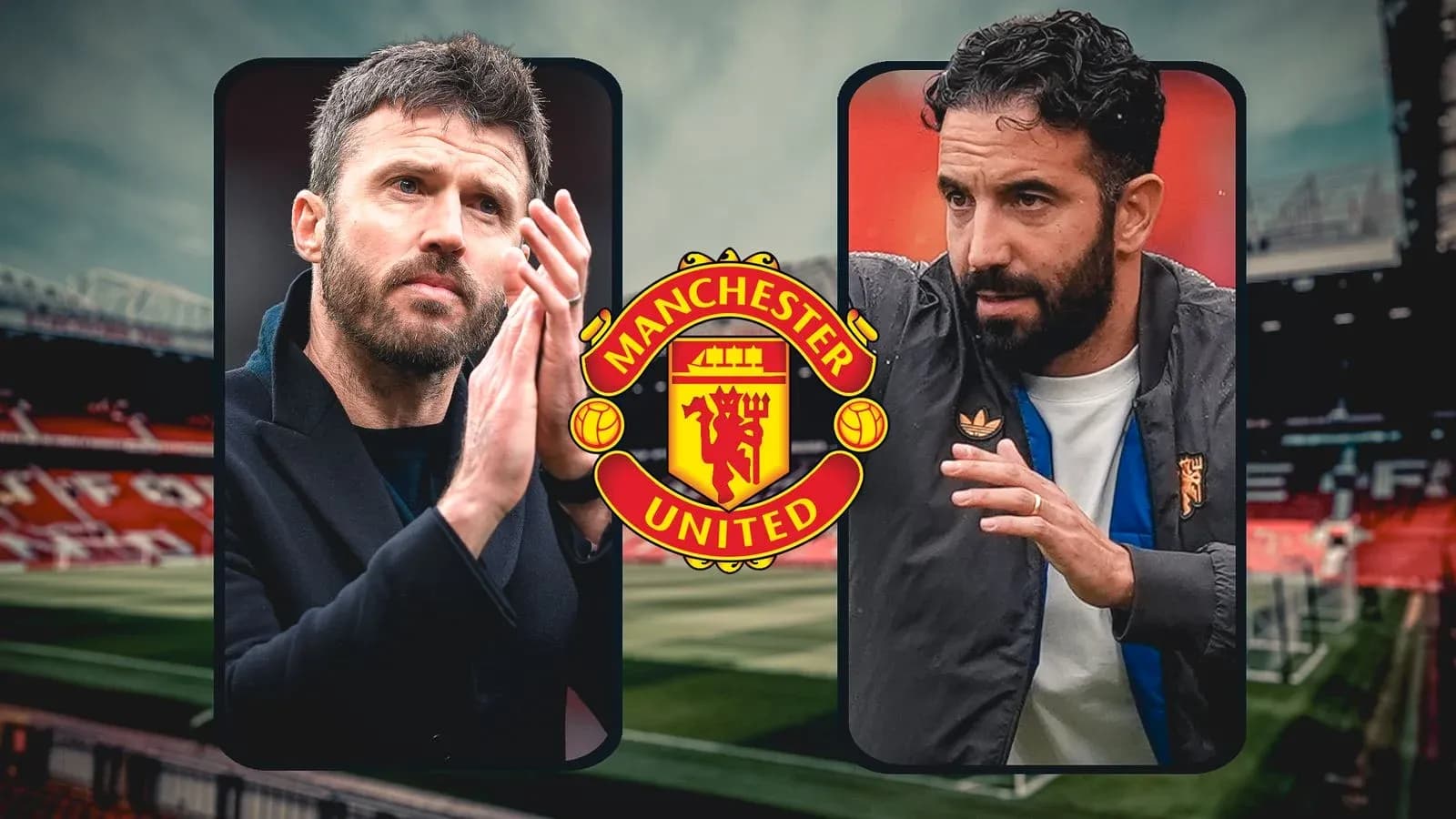 Two coaches discussing strategies at Old Trafford