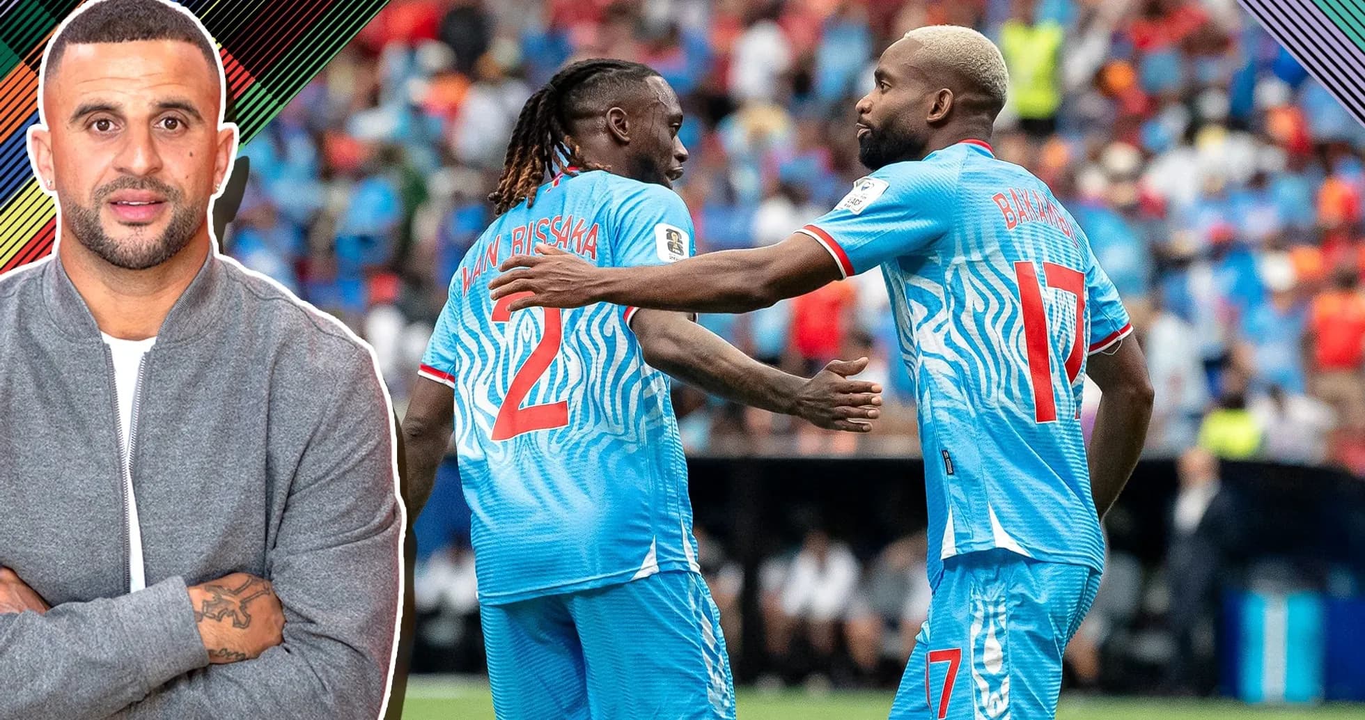 Two players celebrating a goal on the field