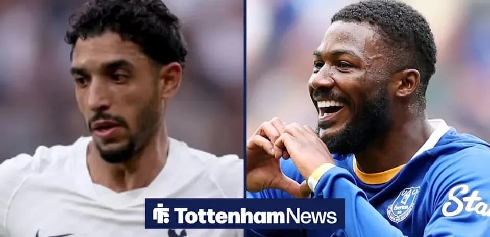 Two football players from Tottenham and Everton smiling