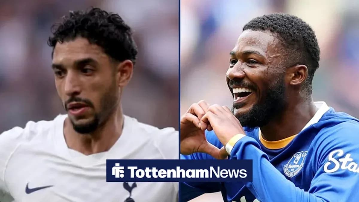 Two football players from Tottenham and Everton smiling Two football players from Tottenham and Everton smiling