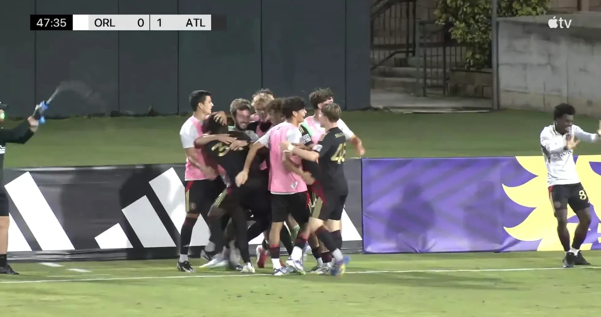 Atlanta United II celebrating a goal against Orlando City II