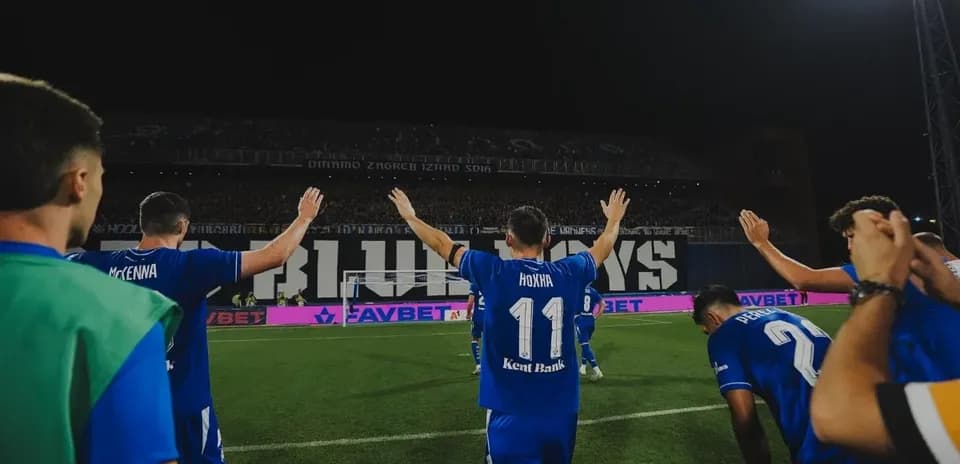 Dinamo Zagreb players celebrating on the pitch