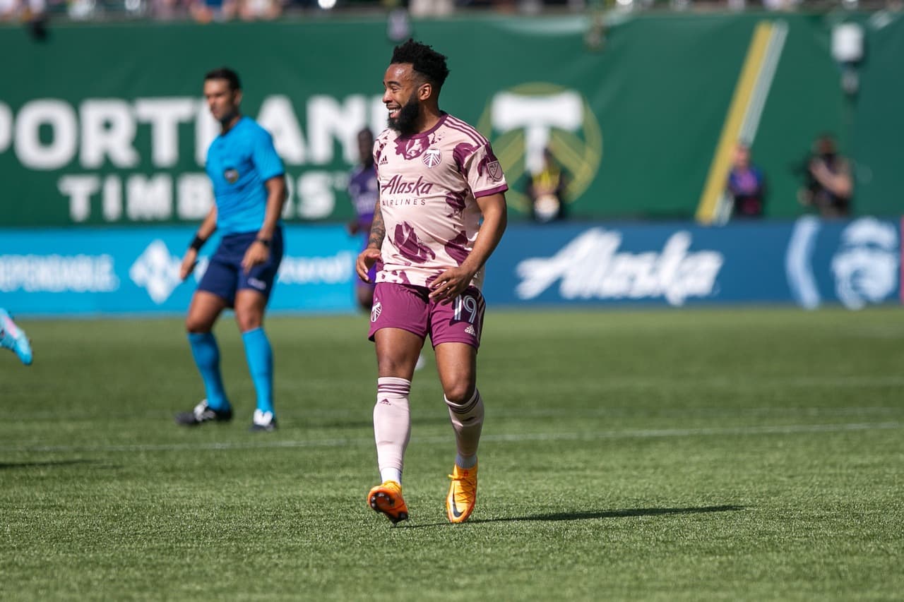 Player celebrating during Town vs Portland Timbers II match