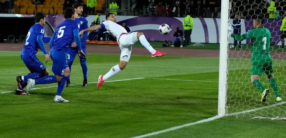 Player attempting a shot on goal during match