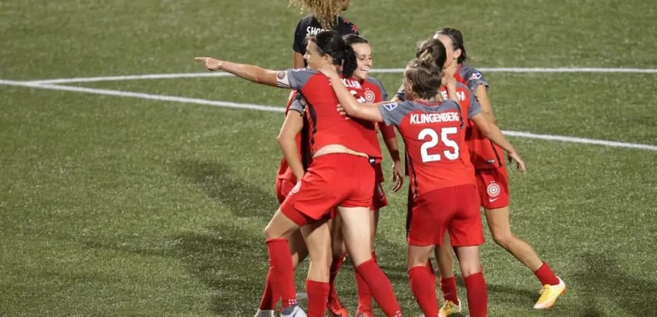 Portland Thorns celebrating a goal during match