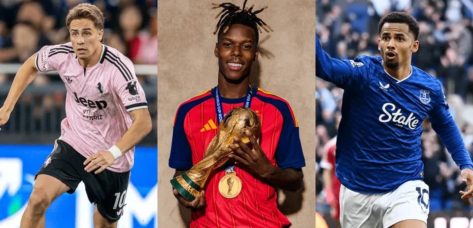 Three football players in action and posing