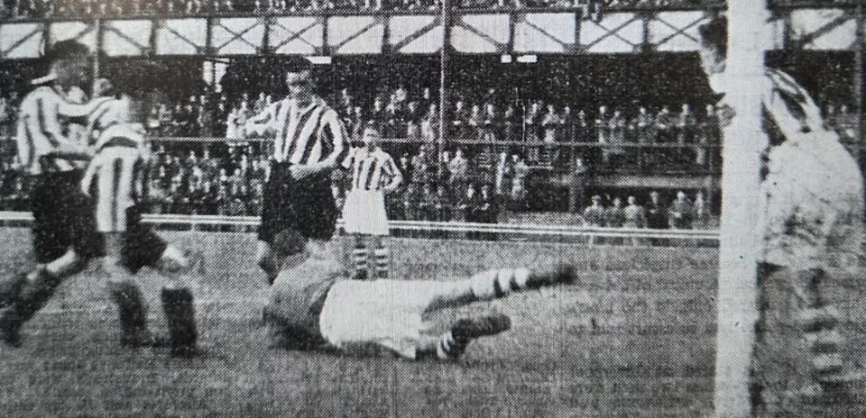 Players competing during a historic football match