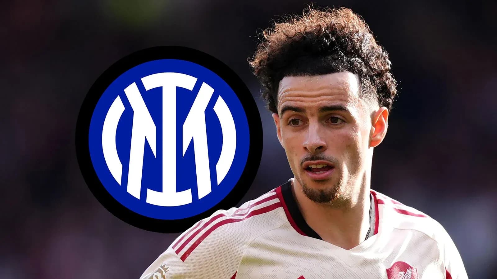 Player in kit with Inter Milan logo in background