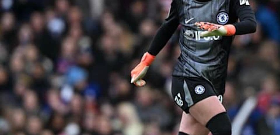 Goalkeeper in action during a match