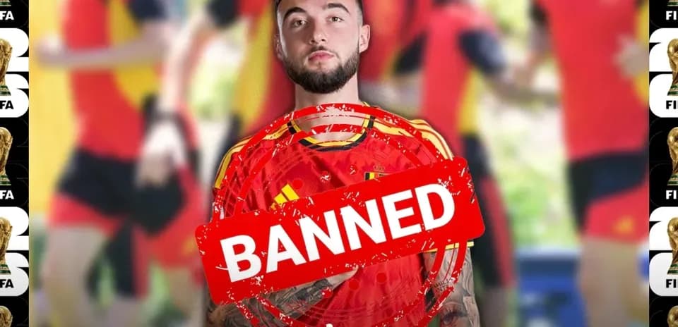 Player in Spain kit with 'BANNED' stamp overlay