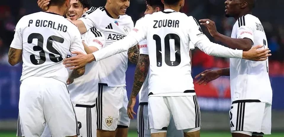 Qarabag players celebrating a goal during match