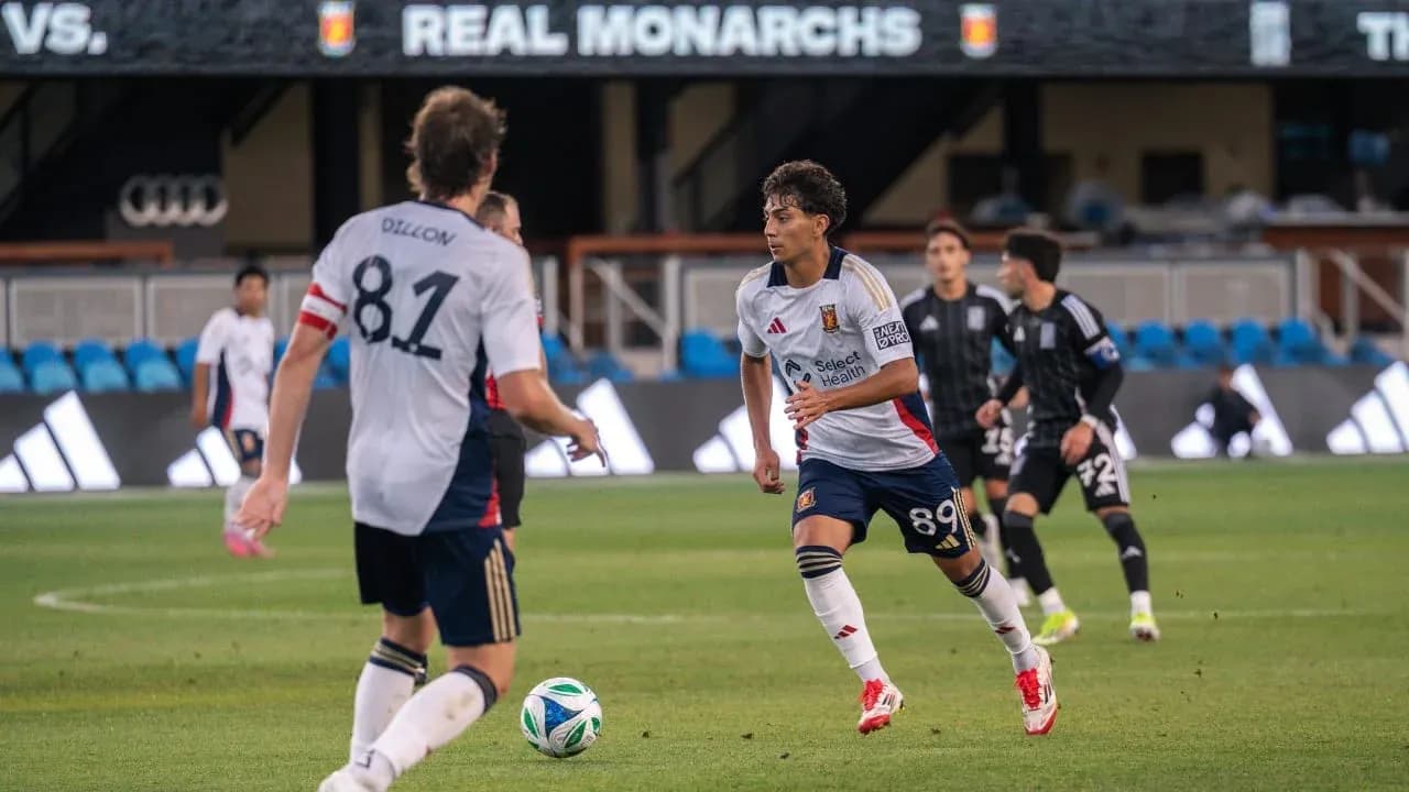 Players from Town and Real Monarchs in action