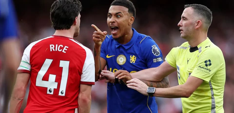 Two players arguing during a football match