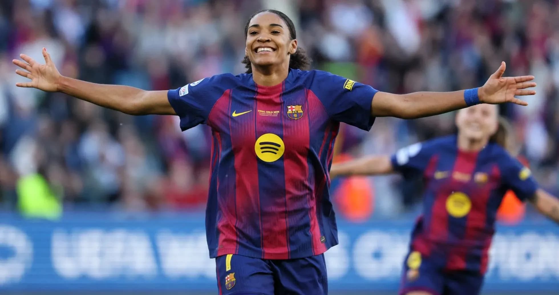 Player celebrating a goal for FC Barcelona