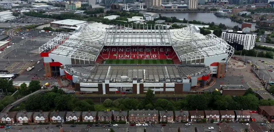 Aerial view of Old Trafford stadium, Manchester United