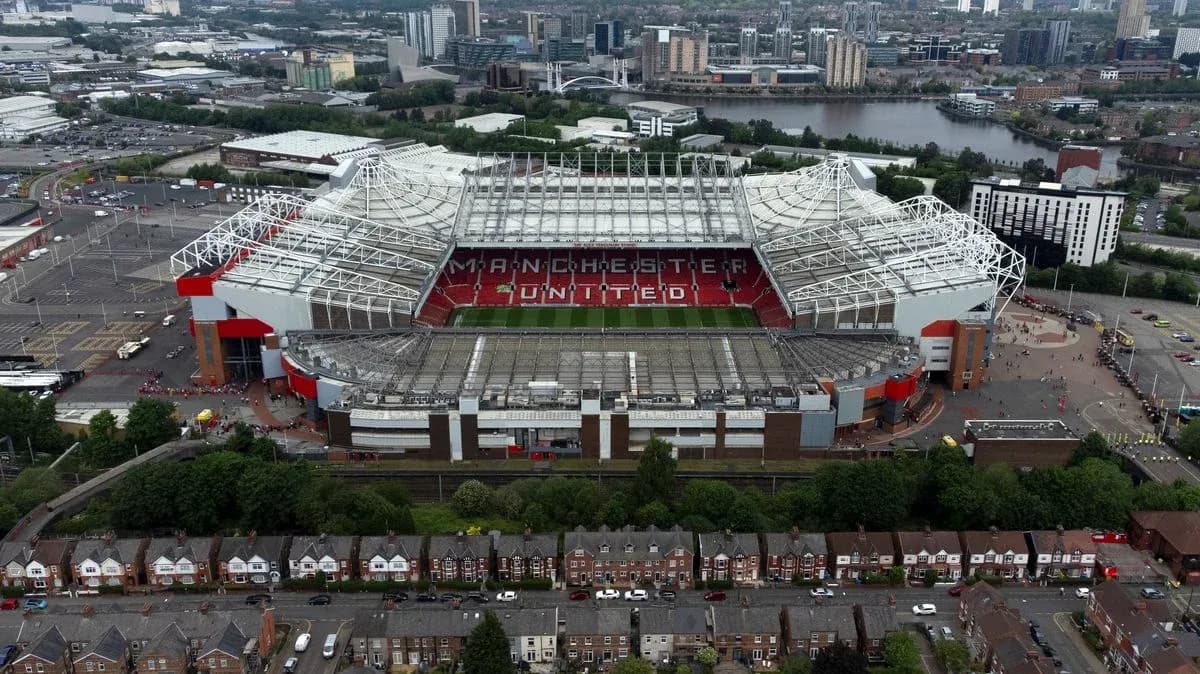 Aerial view of Old Trafford stadium, Manchester United