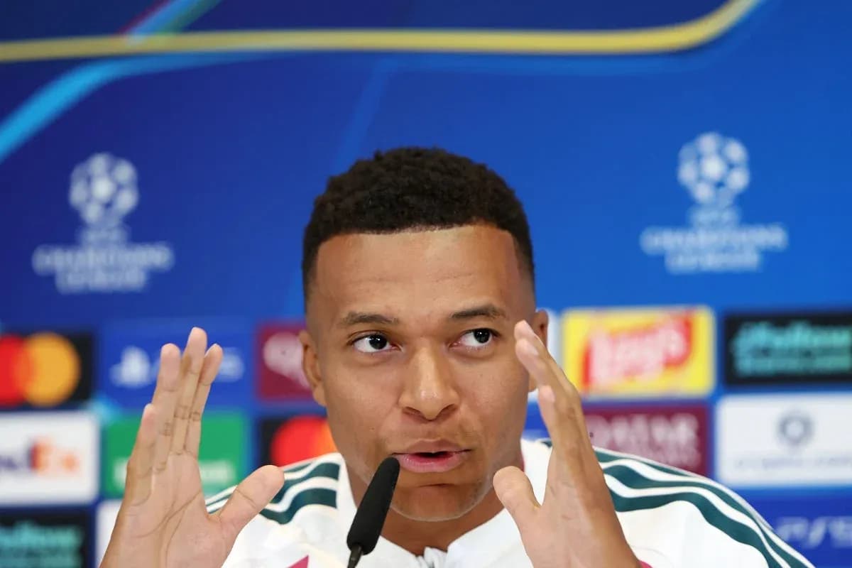 Player speaking at Champions League press conference