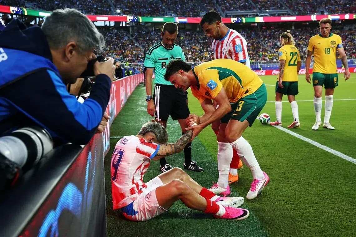 Player receiving assistance after falling during match
