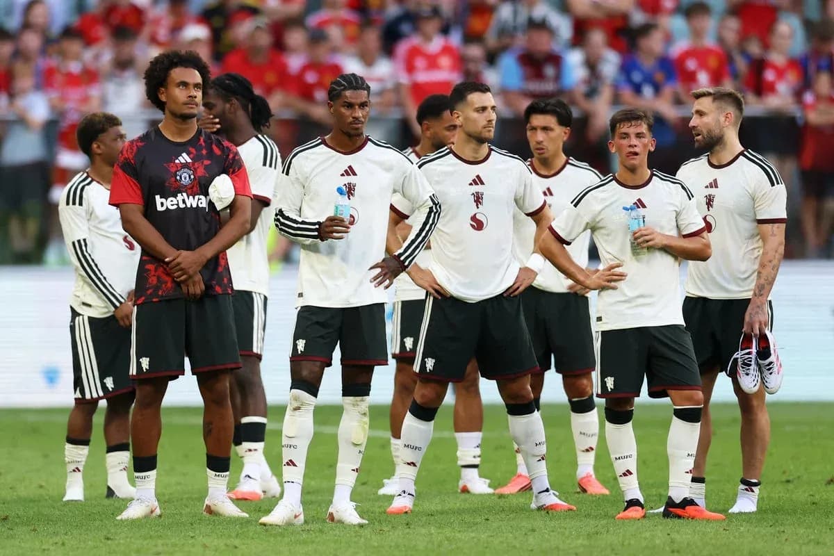 Football players standing together on the field