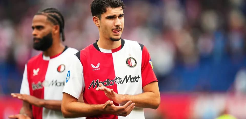 Feyenoord player warming up before the match