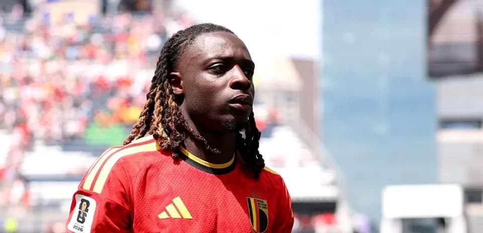 Player wearing Belgium jersey during match warm-up