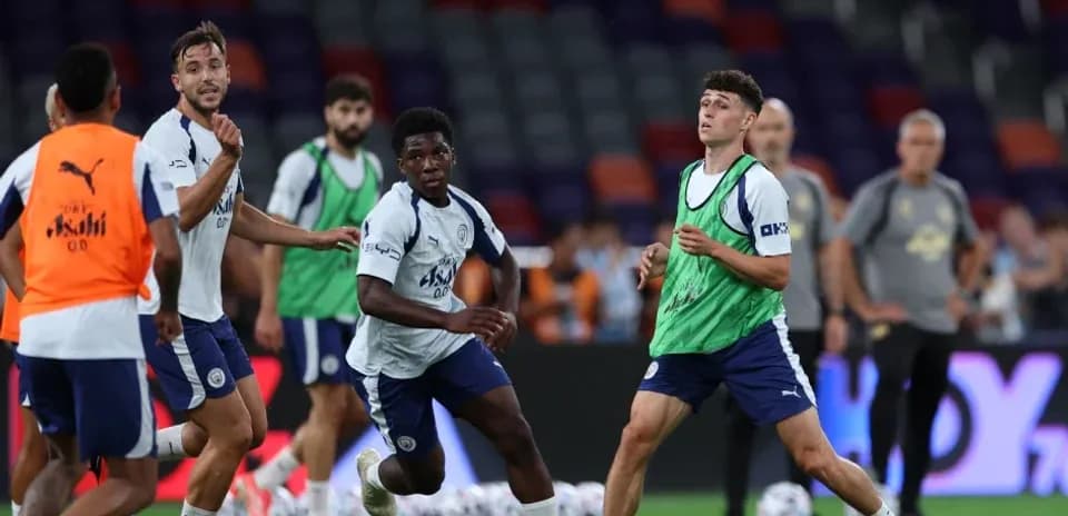 Players training during a football practice session