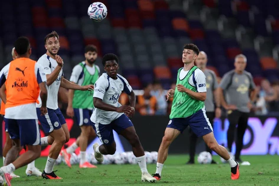 Players training during a football practice session