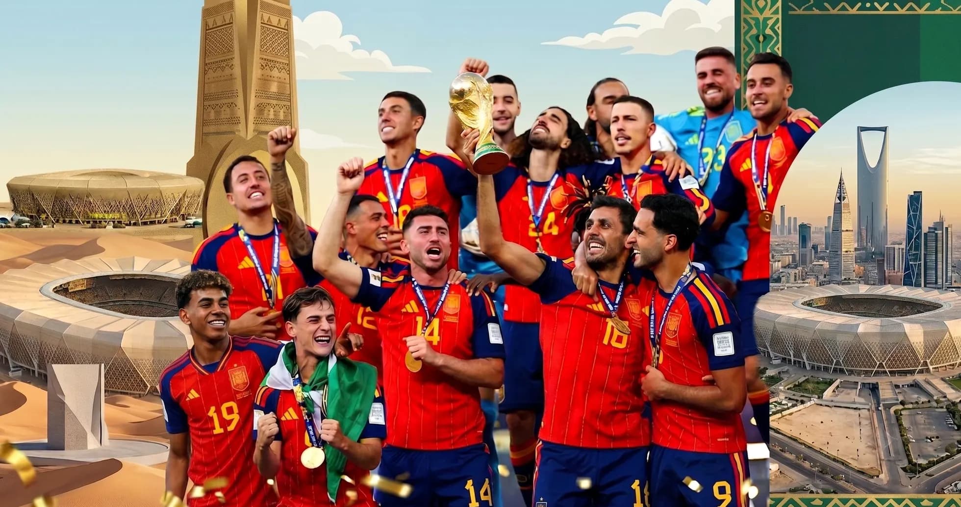 Spain national team celebrating World Cup victory
