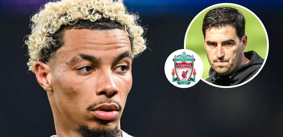 Player with curly hair and Liverpool logo overlay