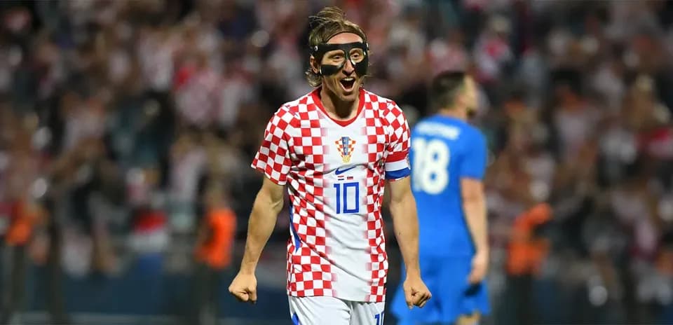 Croatian player celebrating a goal in match