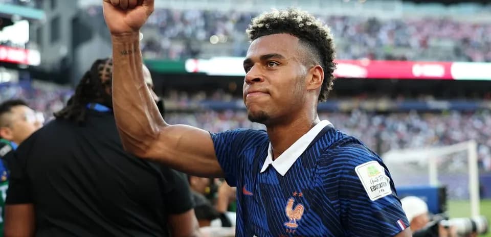 Player celebrating with raised fist after match