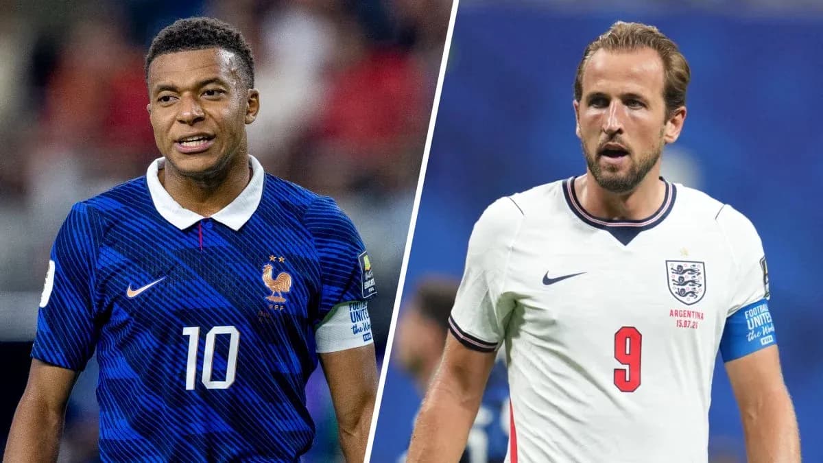 Mbappe and Kane during France vs England match