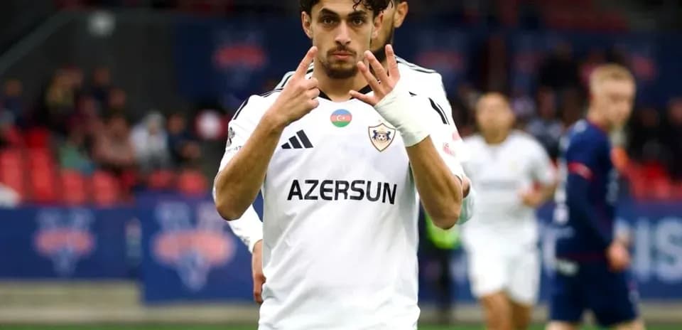Qarabag player celebrating during UEFA Europa League match