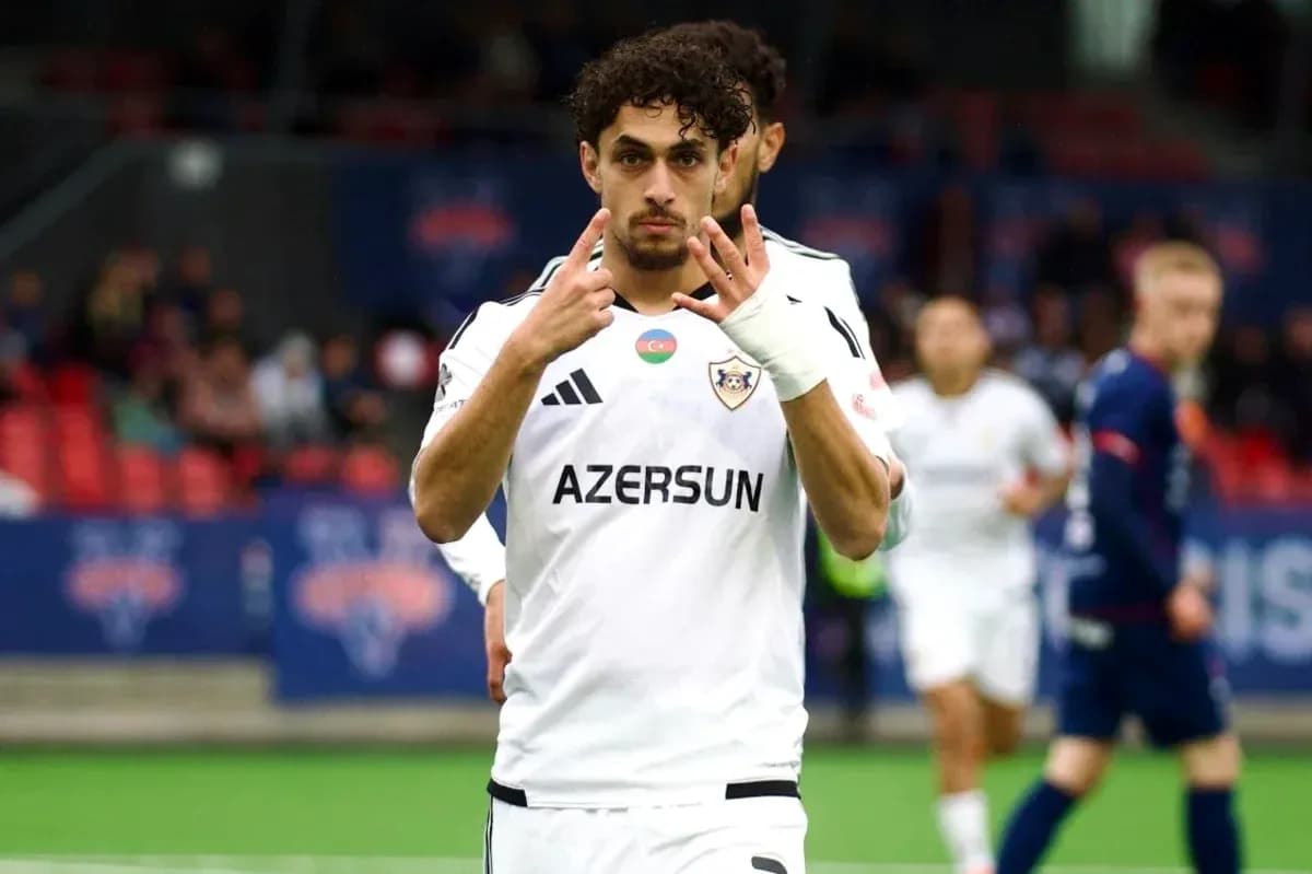 Qarabag player celebrating during UEFA Europa League match
