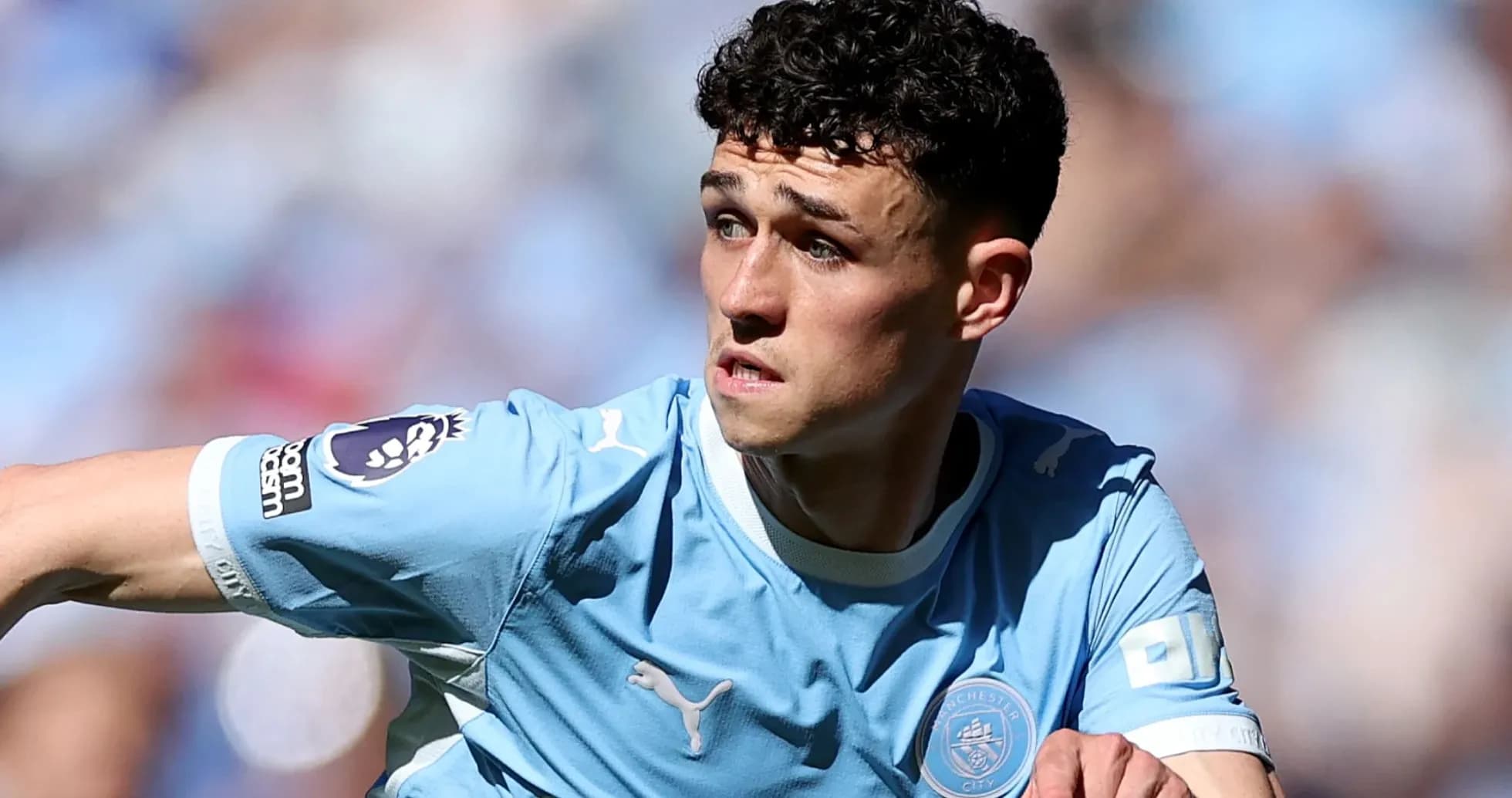 Phil Foden in action during a football match