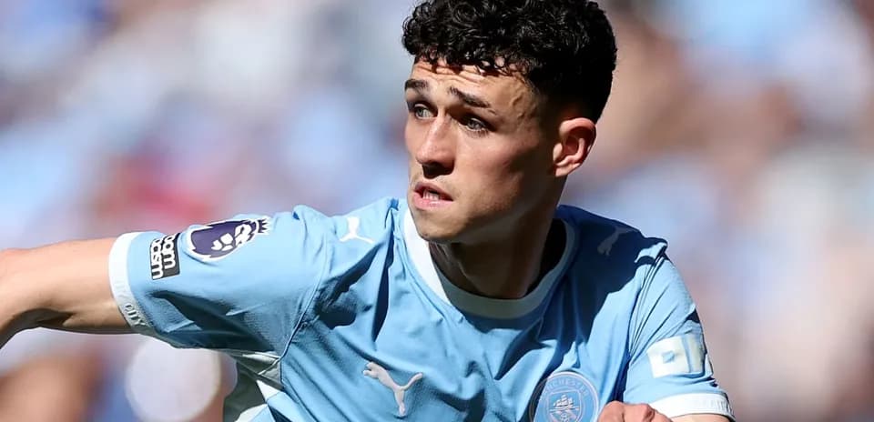 Phil Foden in action during a football match