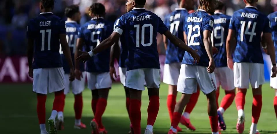 France team walking onto the pitch during match