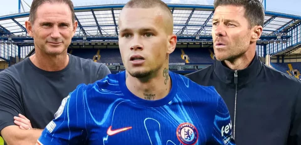 Chelsea player with coaches at Stamford Bridge