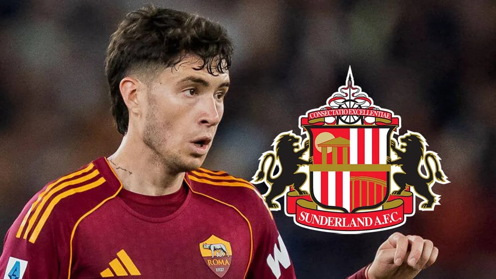 Player in Roma kit with Sunderland AFC logo