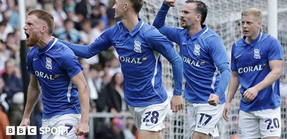 Birmingham City players celebrating a goal on field