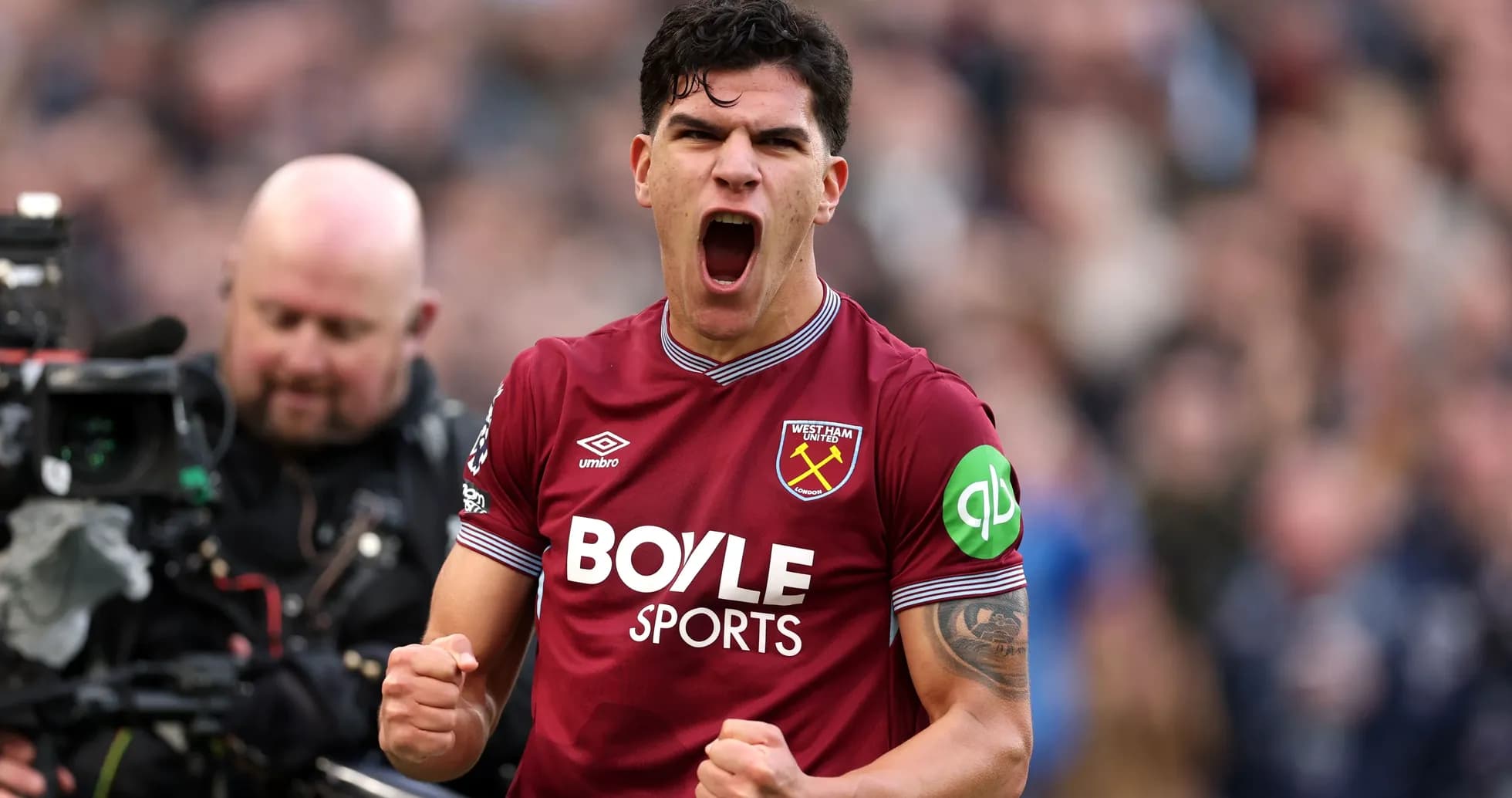 West Ham United player celebrating during match